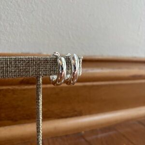 Chunky Silver Tone Hoop Earrings